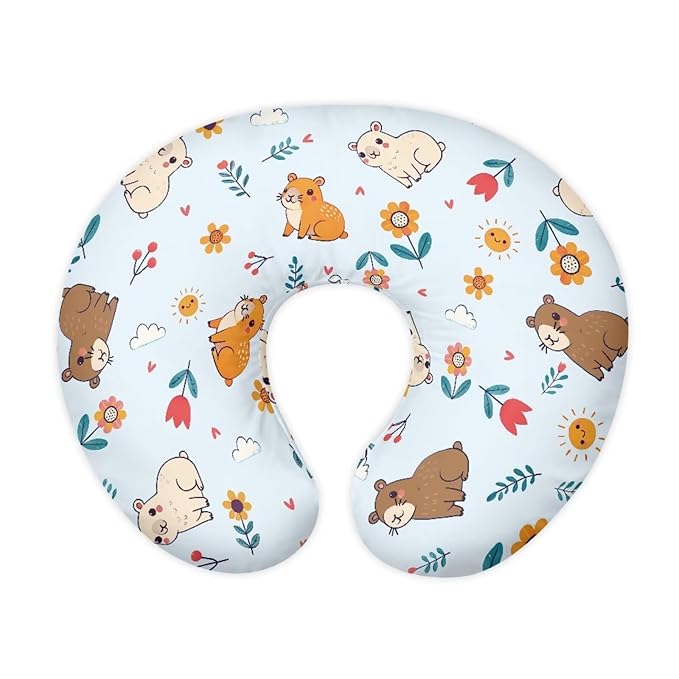 Jeiento Cartoon Capybara Nursing Pillow Cover Soft and Comfortable Nursing Cover for Breastfeeding Pillows, Pillow Slipcover for Newborn