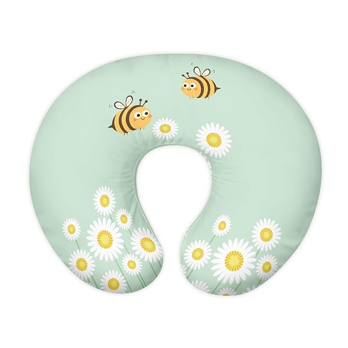 Forchrinse Bee Daisy Pillow Cover for Breastfeeding,Baby Nursing Pillow Cover Slipcover Soft Newborn Infant Feeding Cushion Cover for Girls Boys
