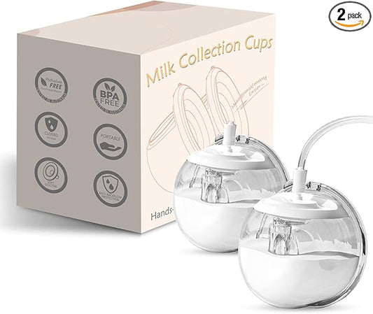 Wearable Silicone Milk Collection Cups, 2 Pack Hands-Free Breast Milk Collector, Soft Food-Grade Silicone Shells for Leaking, Works with Baby Buddha,Spectra,Ameda MYA,Zomee,Freemie(24mm)