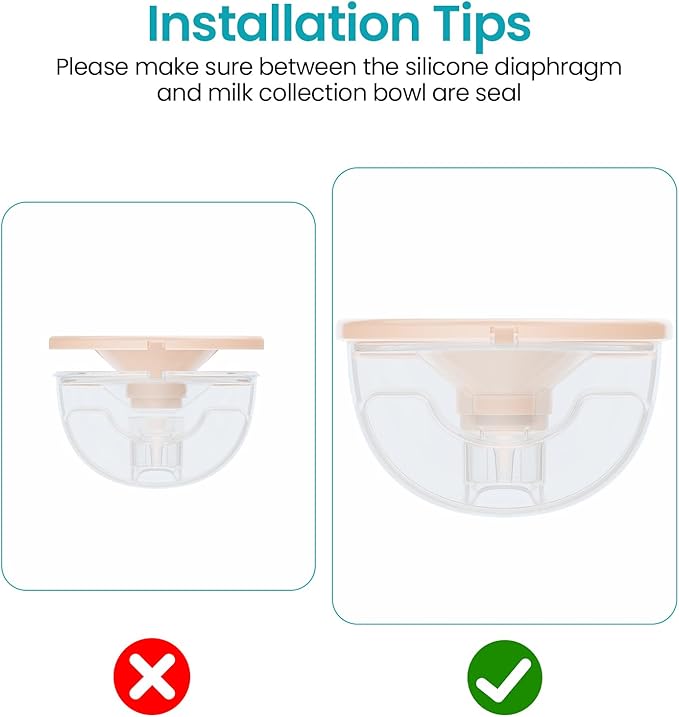 Paruu P16 Replacement Full Set Collector Cup, Only Compatible with P16 Wearable Breast Pump (150ml, 24mm Flange), Original Accessories（Nude, 1 Set