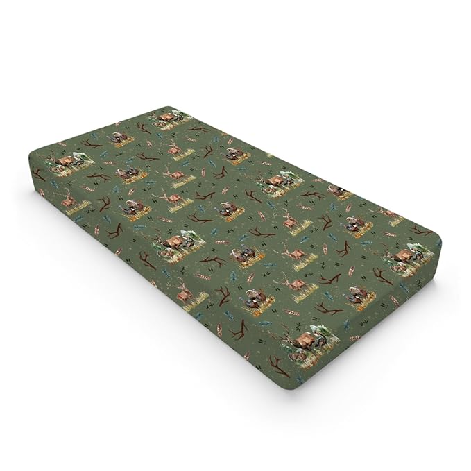 Vintage Deer Hunting Baby Changing Pad Covers for Boy Girl 32''x16'' Turkey Hunting Unisex Fitted Changing Table Sheets Wild Animals Hunter Comfort Soft Breathable Nursery Diaper Change Table Mats