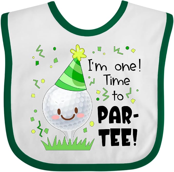 inktastic I'm 1 Time To Par-Tee Golf First Birthday Baby Bib