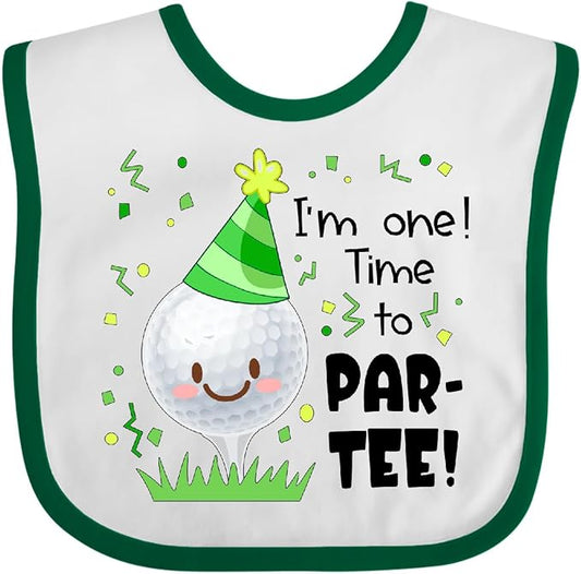 inktastic I'm 1 Time To Par-Tee Golf First Birthday Baby Bib
