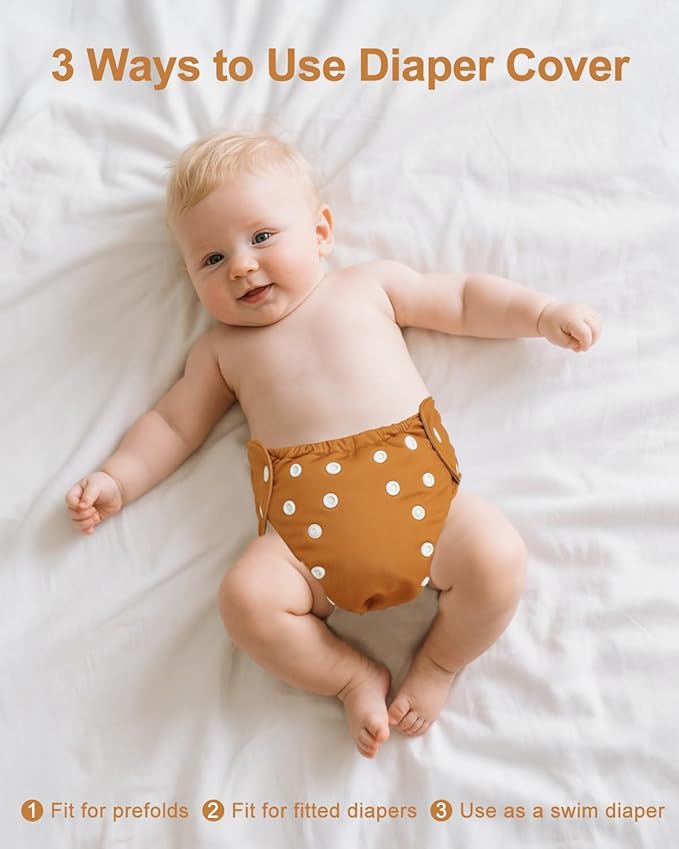babygoal Baby Cloth Cover for Prefolds,Flats or Fitted Diapers– Adjustable, Reusable, Waterproof Swim Diaper Cover