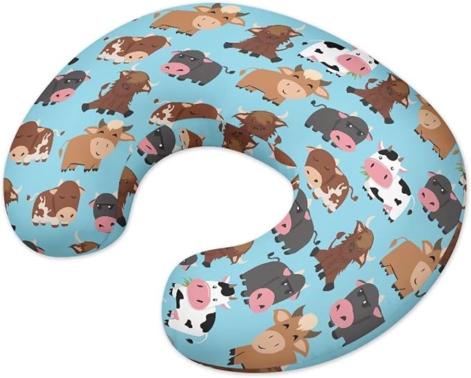 Cow Feeding Pillow Covers Washable & Breathable Nursing Pillow Slipcovers Breastfeeding Newborn Feeding Cushion Cover Practical Gift, Best Choice for Mom Cover Only