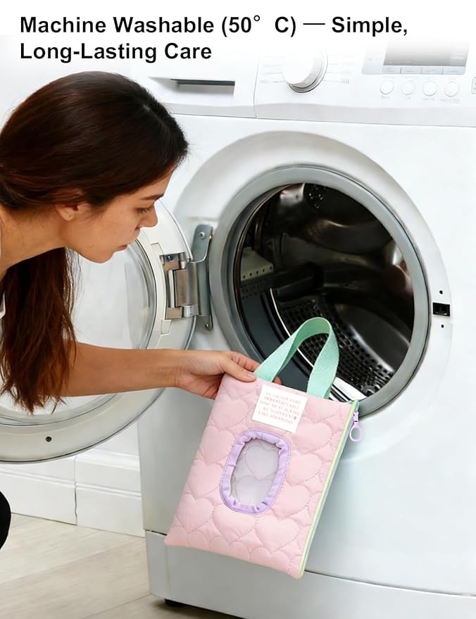 Reusable Baby Wipe Cover Fabric Quilted, Universal Size Travel-Friendly Baby Wipes Bag with Zipper Compatible with HUGGIES,WaterWipes,Pampers,Johnson and More Brands (Pink)