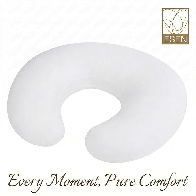 ESEN Nursing Pillow and Body Positioner for Breast Feeding and Bottle Feeding, Naked Ultra Soft Baby Breastfeeding Pillows for More Support for Mom and Baby (Naked Pillow)