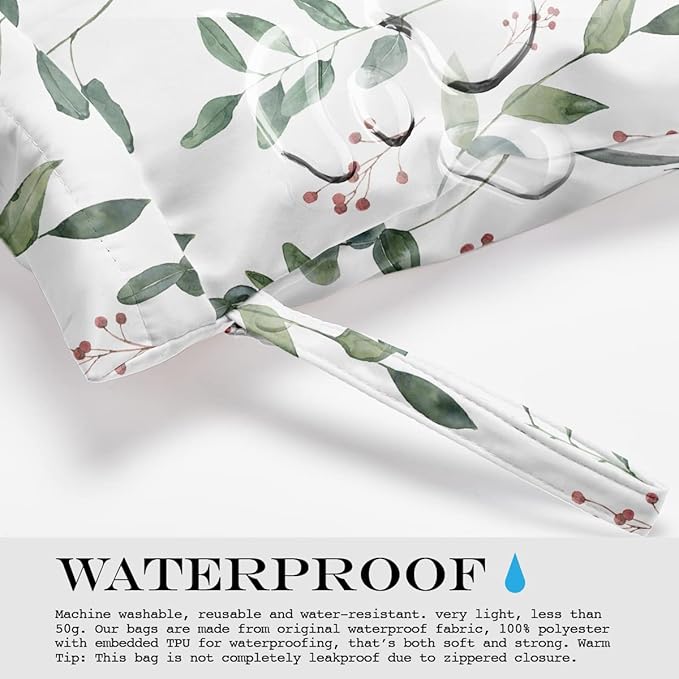 Wet Bag, Wet Dry Bag, Wet Bag for Swimsuit, Travel, Beach, Pool, Diapers, Dirty Yoga Gym Clothes, Makeup Bag, Waterproof Reusable Home Sweet Home Eucalyptus Leaf