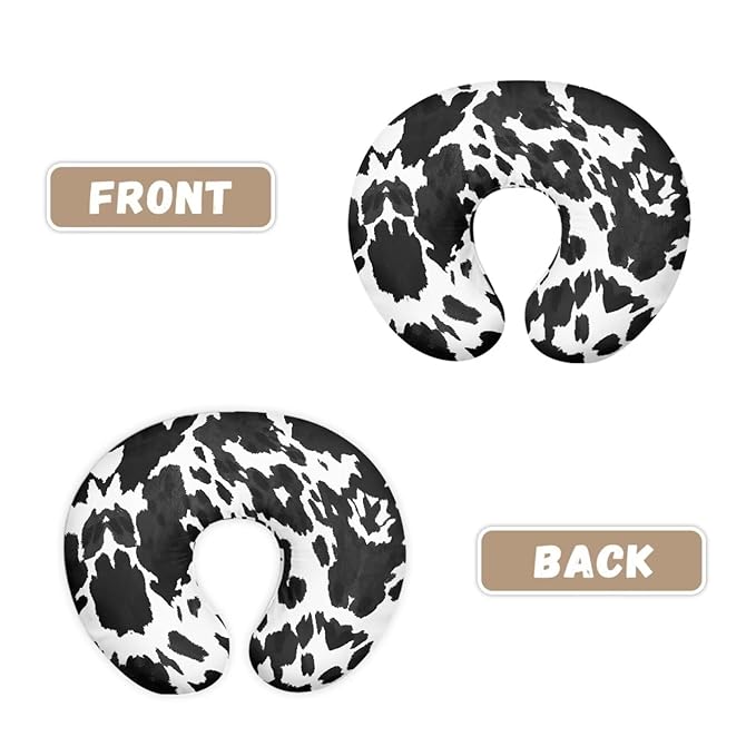 Jeiento Baby Nursing Pillow Cover for Girls Cow Print Breastfeeding Pillow Slipcover Ultra Soft Feeding Pillow Covers,Fits Naked Nursing Pillow