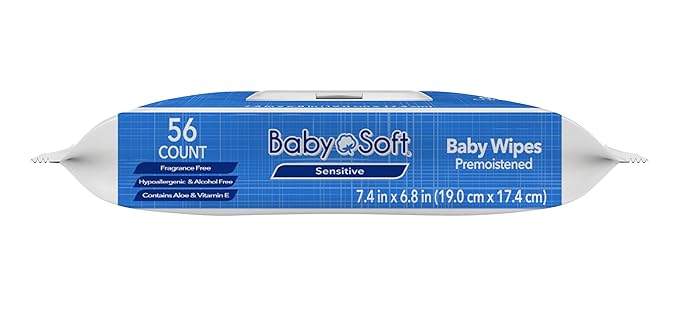 Baby Wipes, Baby Soft Sensitive 8 Flip top packs (448 Wipes Total)