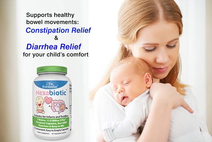 DrFormulas Nexabiotic Probiotic Powder for Babies, Infants & Kids Probiotics with Saccharomyces Boulardii, L. Acidophilus, B. Infantis Better Than Gripe Water or Baby Drops, 30 Servings