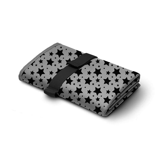 Toolik Baby Diaper Changing Pad, Extra Large (27.5 x 19.7 inch) Waterproof Mat for Stroller Walks or Diaper Bag, Fits Newborn and Toddler for Quick Change on The go (Grey, 3D Stars)