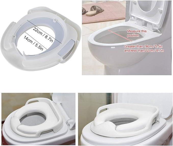 Kid Toilet Seat, with Non‑Slip Handle Comfortable Unisex Environment‑friendly Anti‑splash Urine Toilet Seat, for Children Kid Protect Kids Potty Training(white)