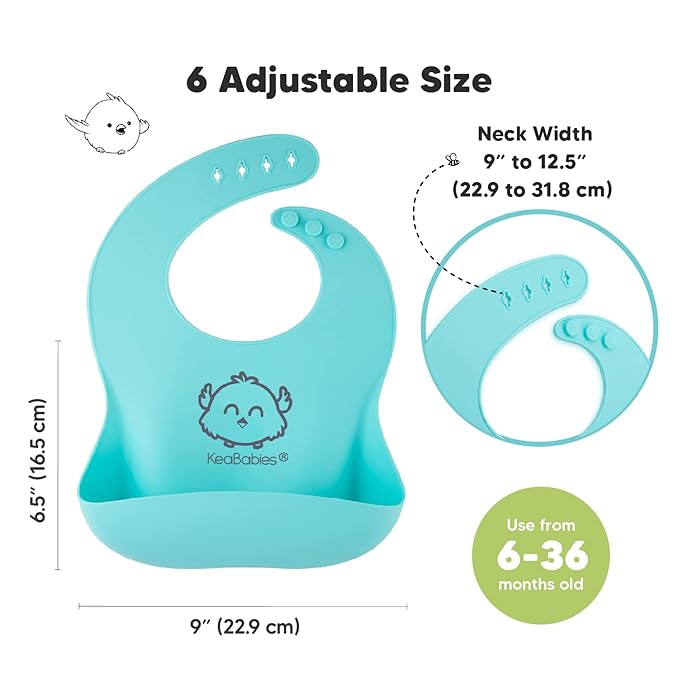 KeaBabies 12-Pack Baby Food Glass Containers and 2-Pack Baby Silicone Bibs - 4 oz Leak-Proof, Microwavable, Kids Food Storage Container, Waterproof, Easy Wipe Silicone Bib