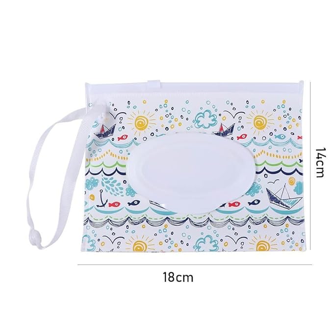 Wipes Dispenser Refillable Reusable Wipe Holder Wipe Pouch Case Wipe Container for Strollers,Backpacks,Travel,Diaper Bag,7.08 * 5.51 inch(1)
