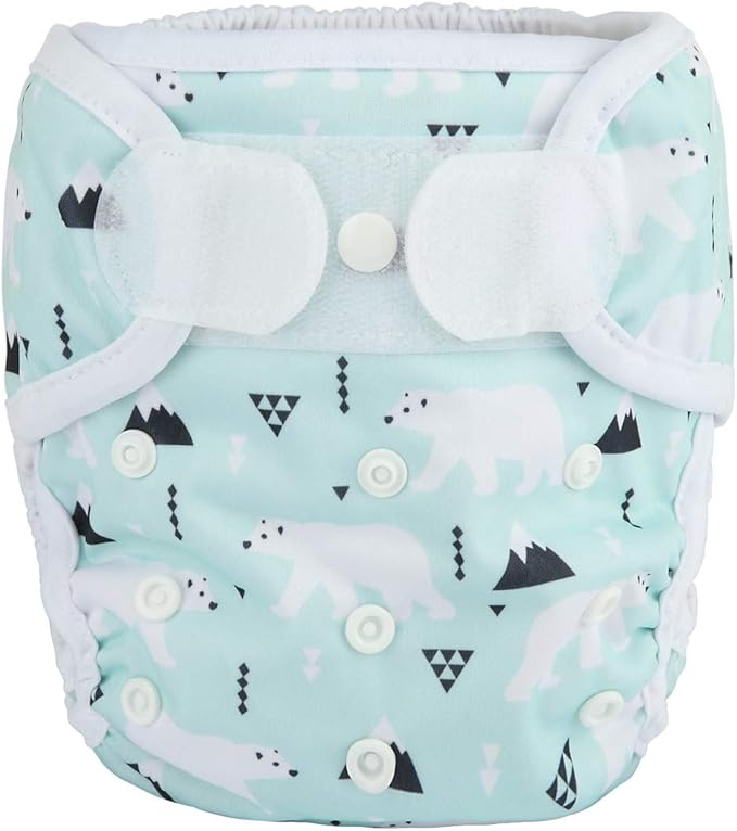 Baby Cloth Diaper Cover Nappy Hook and Loop Double Gusset 6.6lbs to 33lbs (Polar Bear)