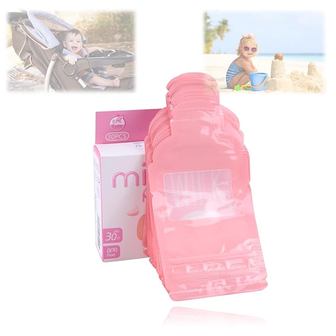 30pcs Pink Milk Powder Storage Bag, Disposable Milk Powder Bags Portable Milk Powder Storage Bag for Day Care and Family Trip