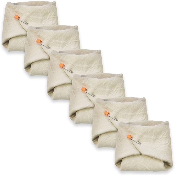 OsoCozy Organic Muslin Flat Cloth Diapers - Made of Ecologically Friendly, Soft, Absorbent, Double Layered 100% Organic Cotton. 6 Pack. OneSize Fits 12-30 Pounds.