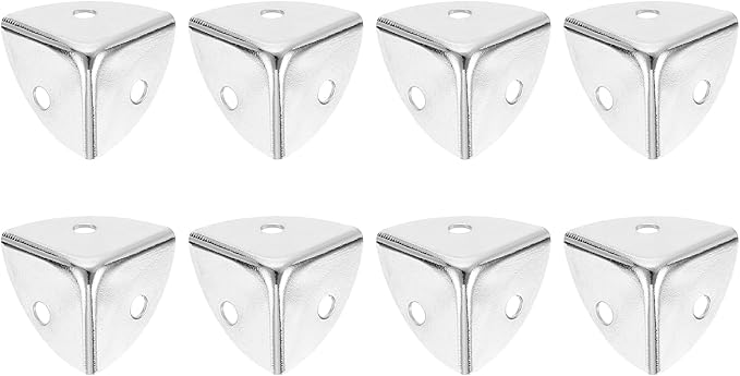 uxcell 8Pcs Decorative Box Corner Cover, 18mm Metal Edge Guard, Furniture Corner Edges Protector, Silver