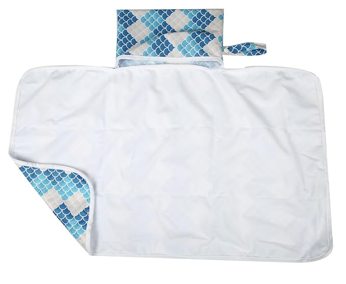 Baby Diaper Changing Mat Pad Portable Foldable Washable Compact Travel Nappy Waterproof Play Mat 30inx18.5in for Gilrs (Mermaid)