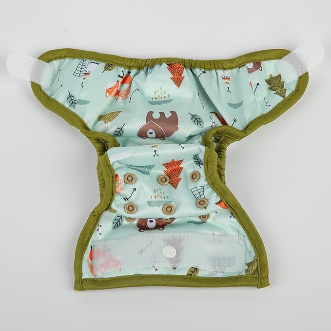 Newborn Baby Cloth Diaper Cover Nappy Hook and Loop (Bear Fox Teepee)