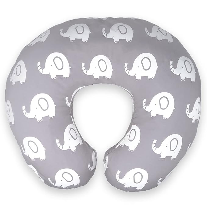 Nursing Pillow Cover | Soft Water Resistant and Machine Washable Fabric | Unisex Grey Elephant Print Design | Great for Breastfeeding and Bottle Feeding Mothers