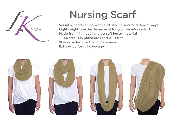 Nursing Covers for Breastfeeding, Soft Infinity Scarf Shawl Cover Up - Lightweight, Breathable Privacy Nursing Wrap in Light Brown