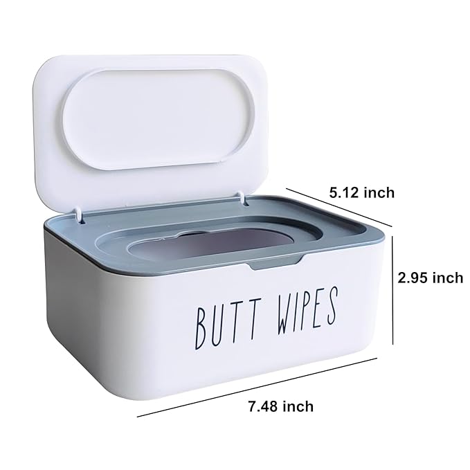 Flushable Butt Wipes Dispenser for Bathroom Toilet Wipes Container Nursery, Chic Bathroom Decor, 7.48"L x 5.12"W x 2.95"H