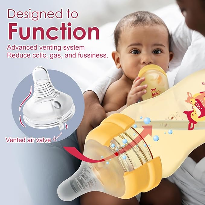 Nenesupply PPSU Baby Bottles Newborn Feeding Bottles Slow Flow Breastfeeding Bottle for Breastfed Babies Wide Mouth 11oz Anti Colic Level 2 Nipple for 1+ Month Infant Replace Spectra Bottle Pumping