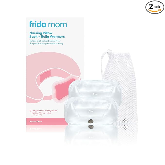 Frida Mom Nursing Pillow Back + Belly Warmers | Reusable Click-to-Heat Relief in an Instant for Back + Belly | 1 set - 2 heat packs