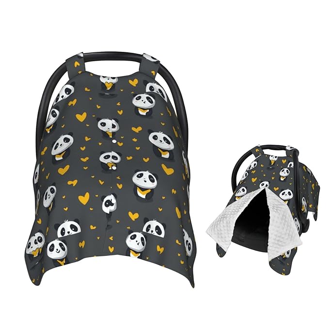 Cute Panda Hug Bear Baby Car Seat Canopy Nursing for Breastfeeding Multi-Use Infant Stretchy Carrier Carseat Winter Cover for Newborn Girls Boys