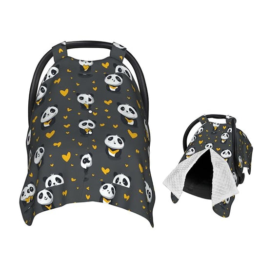 Cute Panda Hug Bear Baby Car Seat Canopy Nursing for Breastfeeding Multi-Use Infant Stretchy Carrier Carseat Winter Cover for Newborn Girls Boys