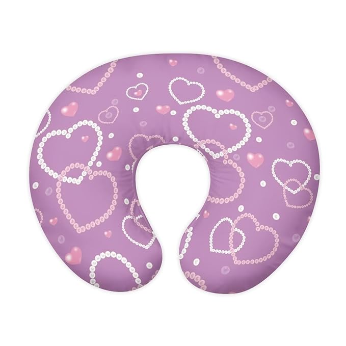 Heart Baby Nursing Pillow Cover, Breastfeeding Pillow Cover Boys Girls, Valentine Heart Nursing Pillow Case for Newborn, Soft Fabric Fits Snug On Infant