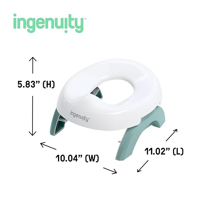 Ingenuity My Travel Potty, 2-in-1 Baby and Toddler Portable Potty Seat & Potty Ring, Lightweight Foldable, Includes Travel Bag & 3 Disposable Liners, Neutral