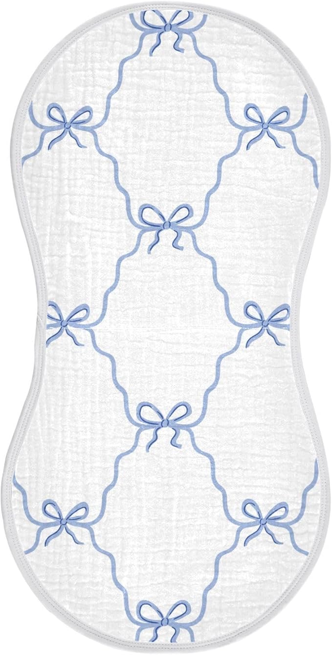 vvfelixl Baby Burp Cloths Blue Ribbon Bow Baby Newborn Cotton Burping Cloths Set Baby Washcloths 4 Pack