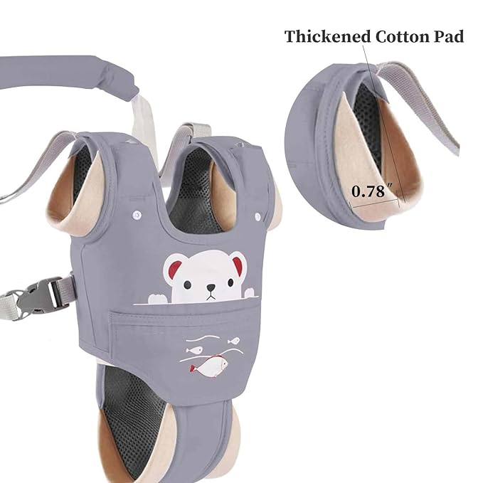 Baby Walking Harness Adjustable Handheld Kids Walker Helper Assistant Belt for Learning Walk Trainer Tool Walking Wing,Dark Blue