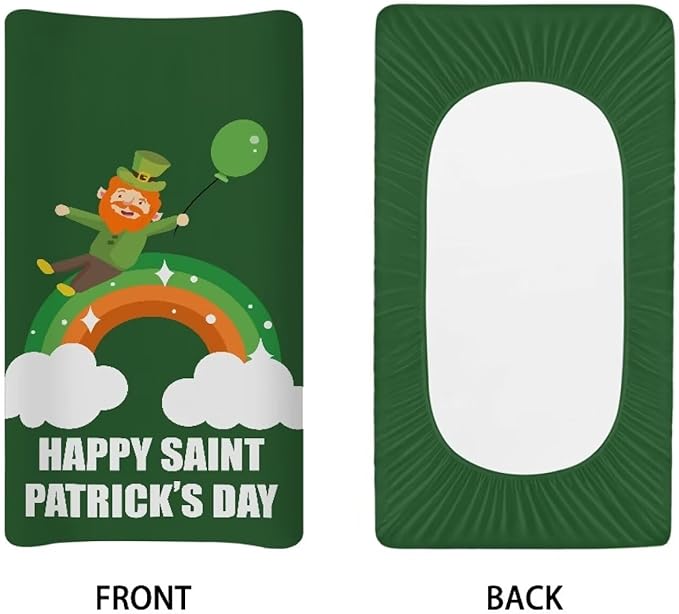Man Rainbow Changing Pad Cover Soft Diaper Changing Mat Cover for Baby Stretchy Universal Tray Table Mat St. Patrick's Day Table Sheets