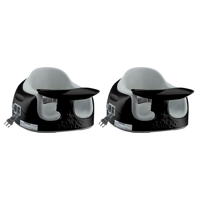 Bumbo 2 Pack 3-in-1 Multi-Seat for 6 to 36 Months, Travel Baby Feeding and Play Floor Seat, All-in-One Portable Booster with Tray & Toddler High Chair, Black/Cool Grey