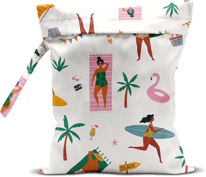 Wet Bag for Swimsuit Pool Travel Baby Cloth Diapers Dirty Yoga Gym Clothes Beach Bags Summer Gifts for Women Men Beach Vacation Essentials Costal Waterproof Wet Dry Bag Travel Laundry Bags