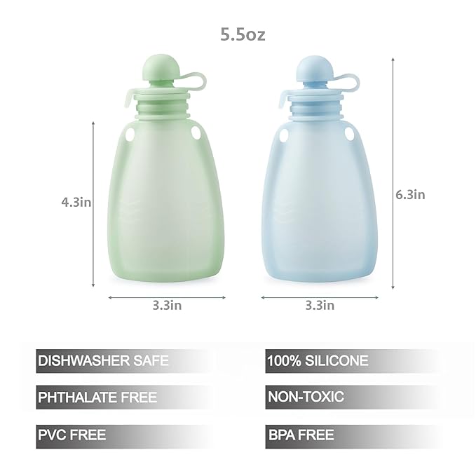 PandaEar 6 Pack Baby Food Pouches & 2 Pack Snack Containers