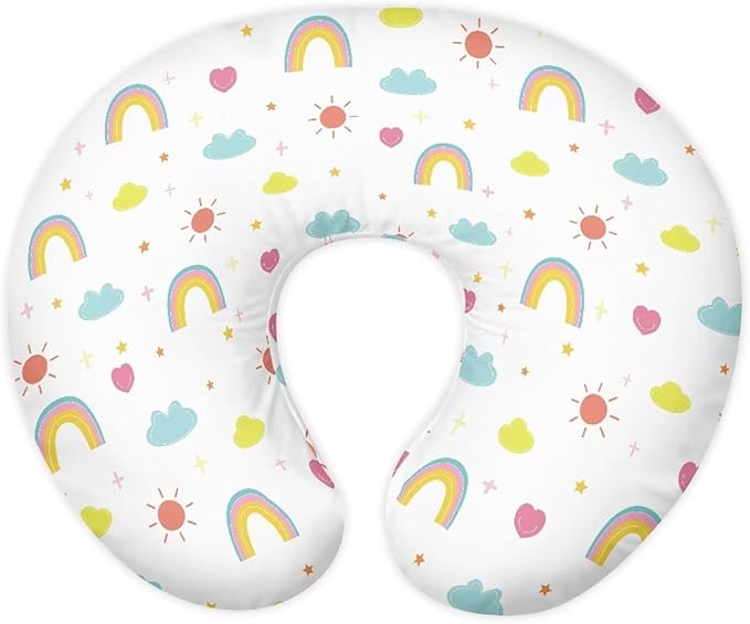 Nursing Pillow Cover Stretchy and Soft Nursing Cover for Breastfeeding Pillows Pillow Slipcover for Baby Girls Boys Newborn Rainbow