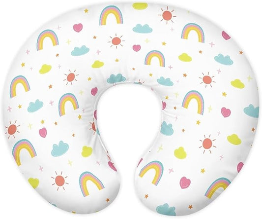 Nursing Pillow Cover Stretchy and Soft Nursing Cover for Breastfeeding Pillows Pillow Slipcover for Baby Girls Boys Newborn Rainbow