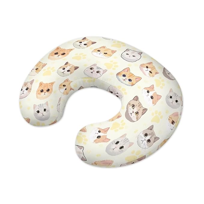 Cute Cat Footprints Nursing Pillow Covers Pillowcase Stretchy Positioner Case Comfortable Feeding Pillow Covers for Breastfeeding and Bottle Feeding