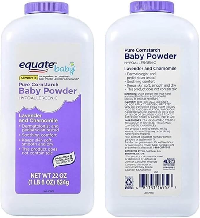 Pure Cornstarch Baby Powder with Lavender and Chamomile (2 Pack)