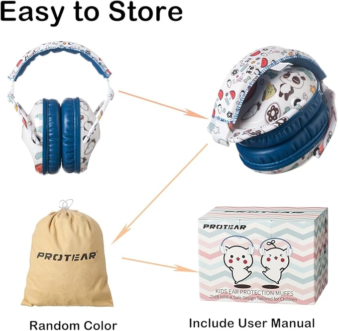 Kids Hearing Protection,25dB NRR Noise Reduction,Sound Proof for Kids,Toddler,Safety Earmuffs for Concert,Airplane,Autism,Monster Jam,Travel,School- Blue Panda