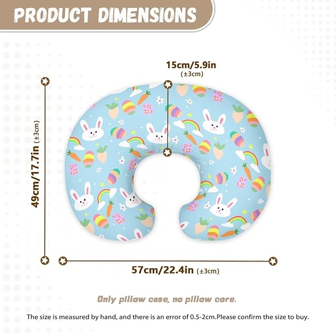 Bunny 1 Feeding Pillow Covers Washable & Breathable Nursing Pillow Slipcovers Breastfeeding Newborn Feeding Cushion Cover Practical Gift, Best Choice for Mom Cover Only