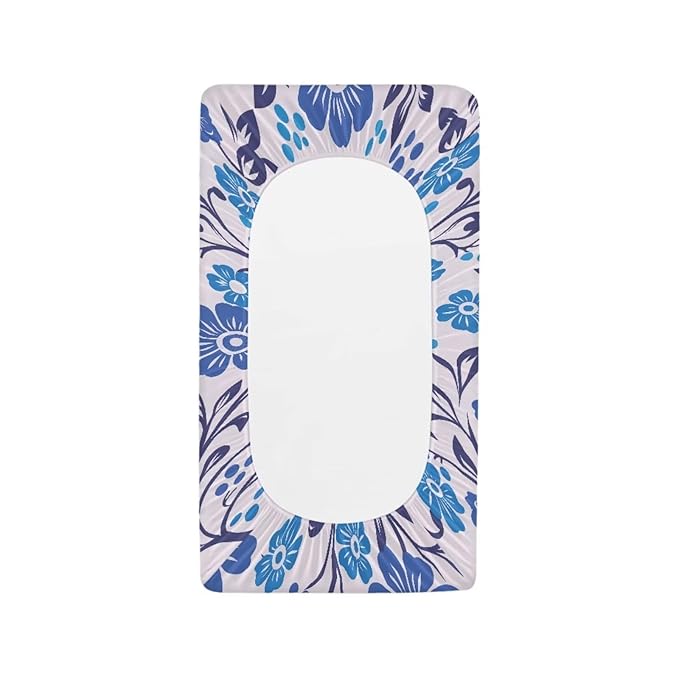 Blue Flower Print Changing Pad Cover for Baby Girls Boys Comfort Diaper Change Table Pad Covers Soft Changing Pad Sheets