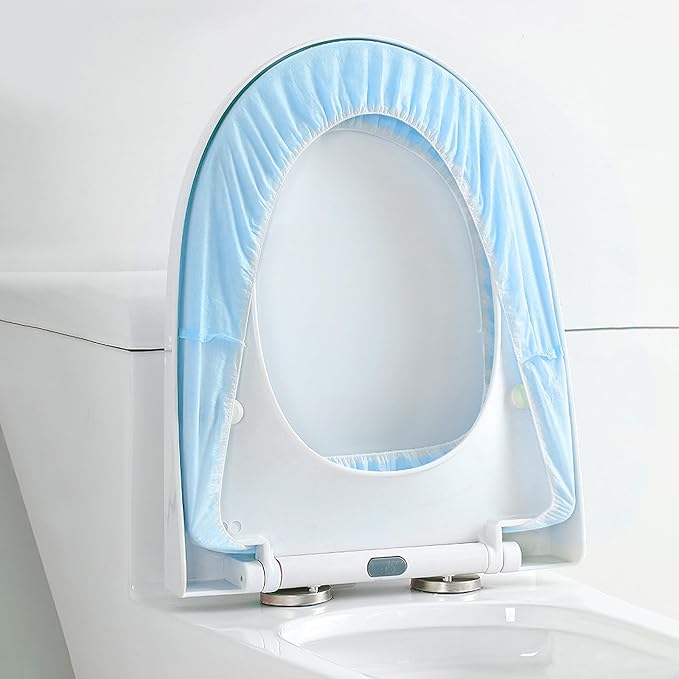 20 Pack Disposable Toilet Seat Cover Waterproof Non-Woven Fabric, Disposable Toilet Seat Covers for Travel, Disposable Seat Covers for Outing Hotel Hospital Public Toilet (Double Layer Blue)
