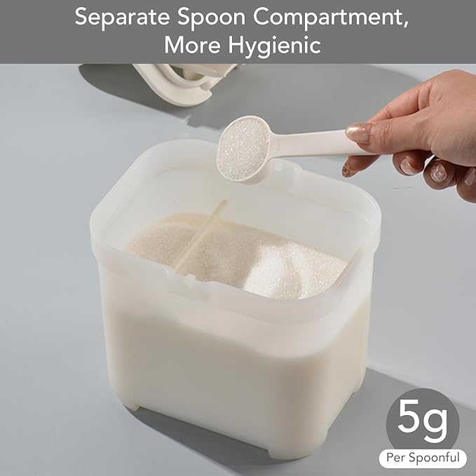 Shockproof Airtight Baby Formula Container with Scoop，Baby Formula Dispenser for Travel Outdoor Activities,BPA Free(White, 500ml)