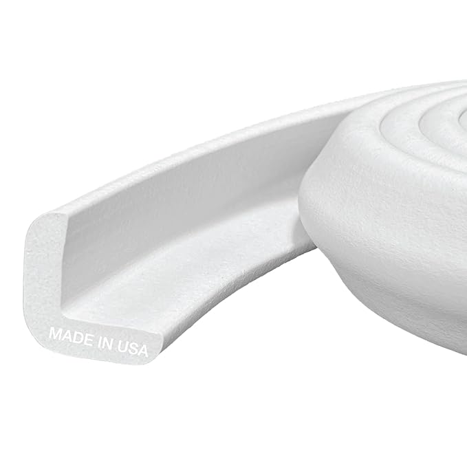 Kidkusion Baby Proof Edge Guards for Safety | Made in The USA | 36 Feet | Off White | Edge Protectors for Furniture, Tables, Fireplaces | Heavy Duty Tape Included